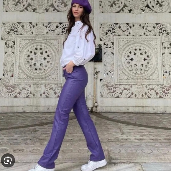 ESCADA 💜 Purple Lambskin Leather Pants 💜 SIZE 36 - Picture 6 of 7